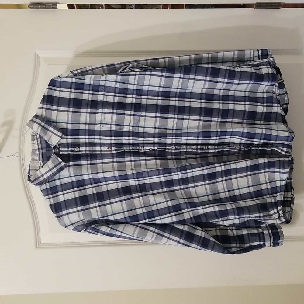 Lee Blue, white, and Grey Plaid Button Down Shirt Size XXL